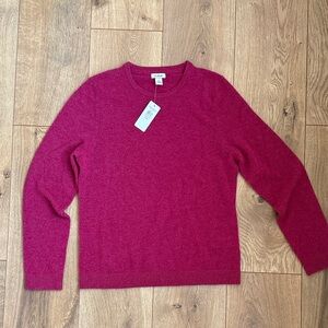 L.L. Bean Raspberry Crewneck Cashmere Sweater